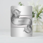Cartes RSVP Silver Scroll (Debout devant)