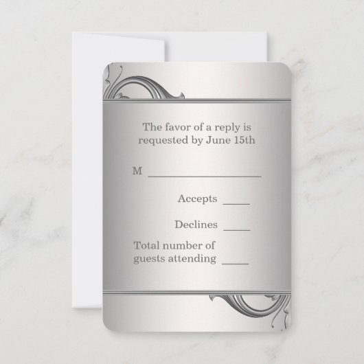 Cartes RSVP Silver Scroll (Dos)