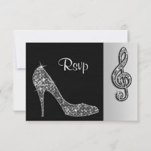 Cartes RSVP Silver Stiletto & Treble Cleft