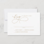 Cartes RSVP simples blanc et or élégant (Devant)