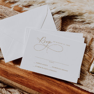 Cartes RSVP simples blanc et or élégant