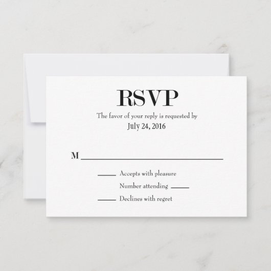 Cartes RSVP simples de mariage (Devant)