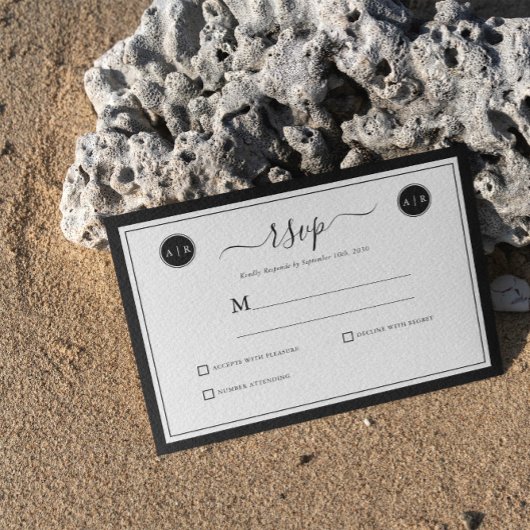 Cartes RSVP simples en noir et blanc