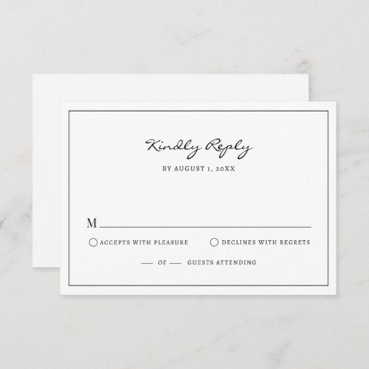 Cartes RSVP simples et élégantes (Devant / Derrière)