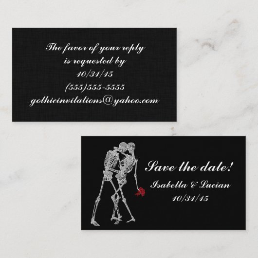 Cartes RSVP Skeleton Bride et Groom (Devant / Derrière)