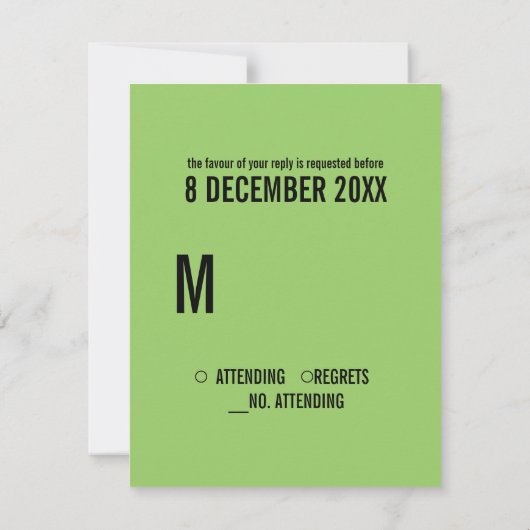 Cartes RSVP style Vegas Funky, Vert (Dos)