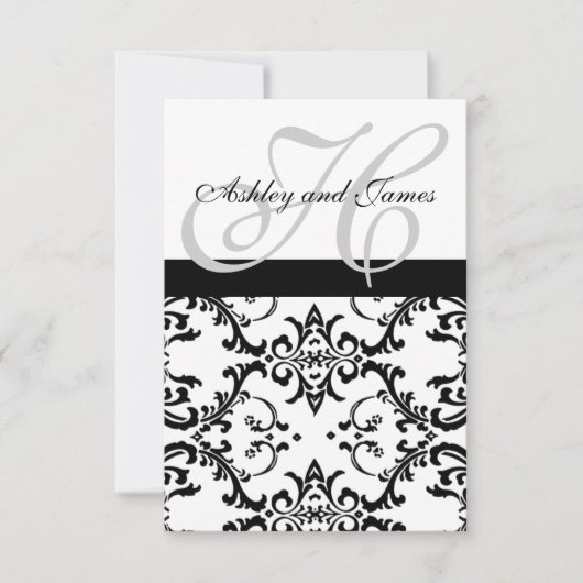 Cartes RSVP Swirl Damask pour Invitations Carrés (Devant)