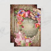 Cartes RSVP Tea Party (Devant / Derrière)