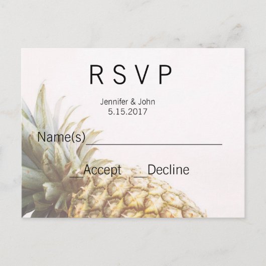 Cartes RSVP Tropical Ananas (Devant)
