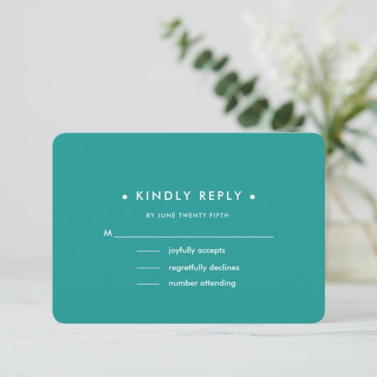 Cartes RSVP Turquoise Fuchsia Floral Wedal (Debout devant)