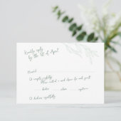 Cartes RSVP vert botanique manuscrites (Debout devant)