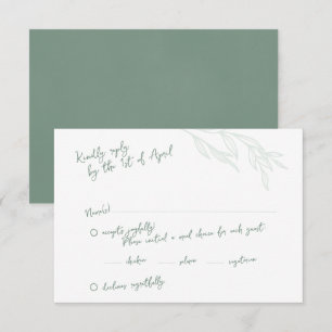 Cartes RSVP vert botanique manuscrites