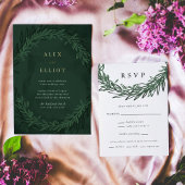 Cartes RSVP Vertes Emerald Dramatique Mariage Vert