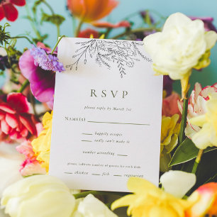 Cartes RSVP verticales Mariage Bouquet débordant