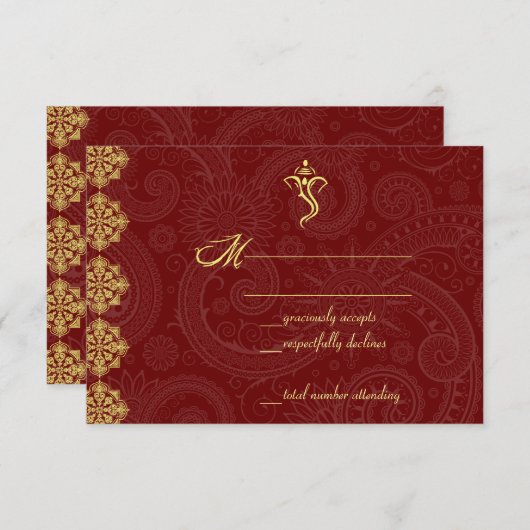 Cartes RSVP Vinayaka Wedding (Devant / Derrière)