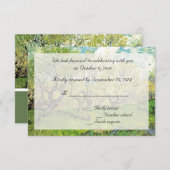 Cartes RSVP vintage.  Verger en fleurs (Devant / Derrière)