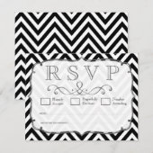 Cartes RSVP vintages de mariage Chevron noir et bl (Devant / Derrière)