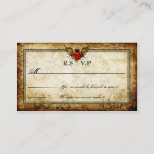 Cartes RSVP vintages pour coeur ailé de tatouage u