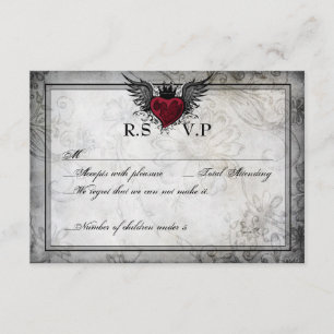 Cartes RSVP vintages pour coeur ailé de tatouage u