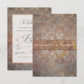 Cartes RSVP vintages Toscane Damask Élégantes (Devant / Derrière)