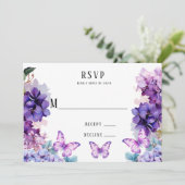 Cartes RSVP Violet Hydrangea Floral Butal (Debout devant)