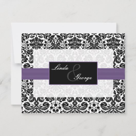 cartes rsvp violet, noir et blanc (Devant)