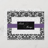 cartes rsvp violet, noir et blanc (Devant / Derrière)