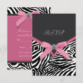 Cartes RSVP Zebra Rose (Devant / Derrière)