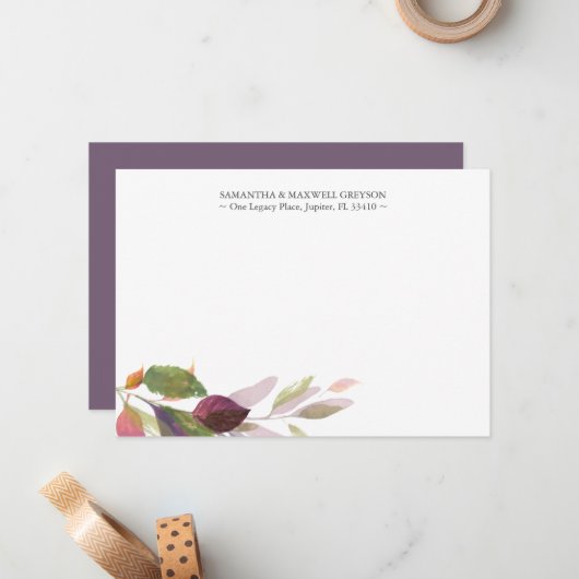 Cartes Rustic Fall Foliage Papeterie (Devant/Arrière en situation)