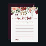 Cartes Rustic Summer Floral Simple Bucket List<br><div class="desc">Ces cartes de liste de seau à fleurs d'été rustiques sont l'activité parfaite pour une simple réception de mariage ou douche nuptiale. Le design est composé de fleurs d'aquarelle bordeaux, roses et rousses avec des feuilles verts dans un arrière - plan verni brun. Modifier le libellé pour convenir à tout...</div>
