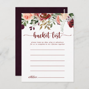 Cartes Rustic Summer Floral Simple Bucket List