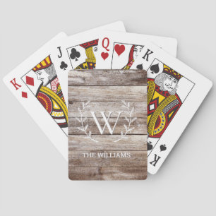 Cartes Rustic Wood Laurel Carte de jeu Monogramme personn