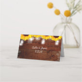Cartes Rustique Mason Jar Sunflower Place (Dos)