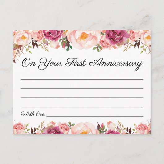 Cartes Rustique Rose Floral Mariage Temps Capsule (Devant)