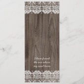 Cartes rustiques de menu de mariage de dentelle et (Dos)
