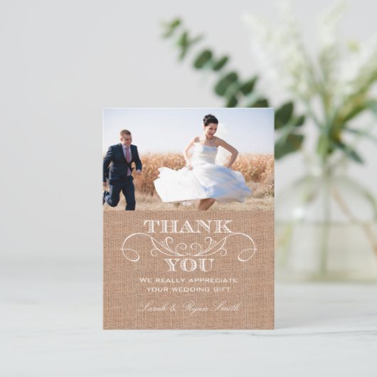 Cartes rustiques de Merci de mariage d'impression (Debout devant)