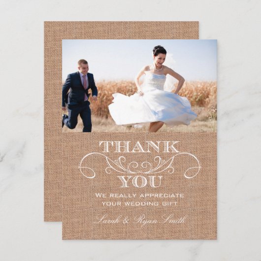Cartes rustiques de Merci de mariage d'impression (Devant / Derrière)