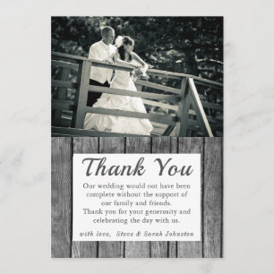 Cartes rustiques de Merci de photo de mariage