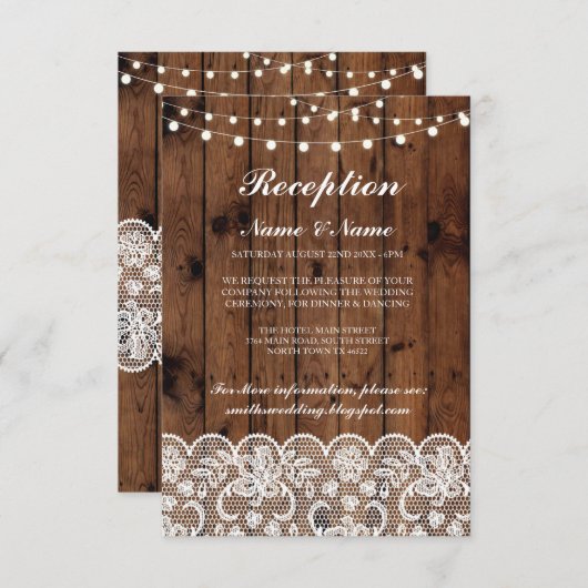 Cartes Rustiques De Réception De Mariage Lumières  (Devant / Derrière)