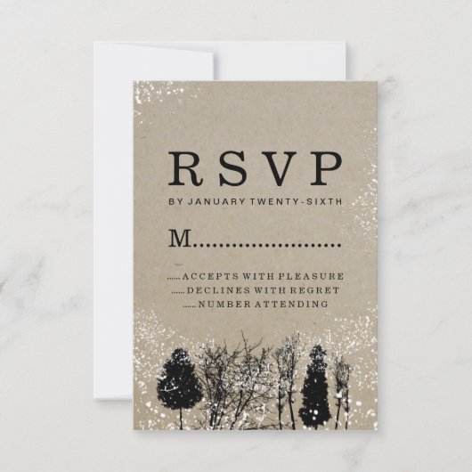 CARTES RUSTIQUES RSVP D'ARBRE D'HIVER (Devant)