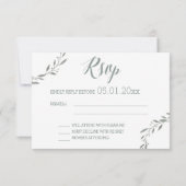 Cartes Sage RSVP Élégantes Pour Mariage Avec Wreat (Dos)