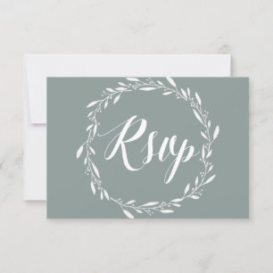 Cartes Sage RSVP Élégantes Pour Mariage Avec Wreat