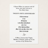 CARTES SAINES DE L'ORDINATION DU PRIÊTRE CATHOLIQU (Dos)