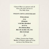 CARTES SAINES DE L'ORDINATION DU PRIÊTRE CATHOLIQU (Dos)