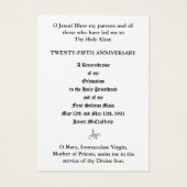 CARTES SAINES DE L'ORDINATION DU PRIÊTRE CATHOLIQU (Dos)