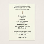 CARTES SAINES DE L'ORDINATION PRIVÉE CATHOLIQUE (Dos)