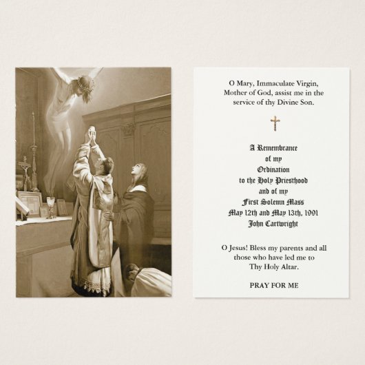 CARTES SAINES DE L'ORDINATION PRIVÉE CATHOLIQUE (Devant & derrière)