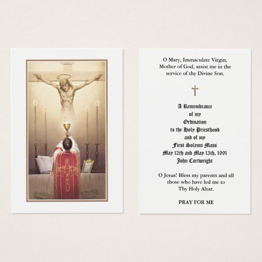 CARTES SAINES DE L'ORDINATION PRIVÉE CATHOLIQUE (Devant & derrière)