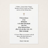 CARTES SAINES DE L'ORDINATION PRIVÉE CATHOLIQUE (Dos)