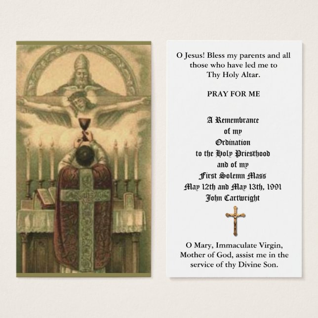 CARTES SAINES TRADITIONNELLES CATHOLIQUES D'ORDINA (Devant & derrière)